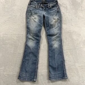 Silver Jeans Tuesday‎ Boot Cut Womens 27x31 Faded Denim Low Rise Embellished Y2K